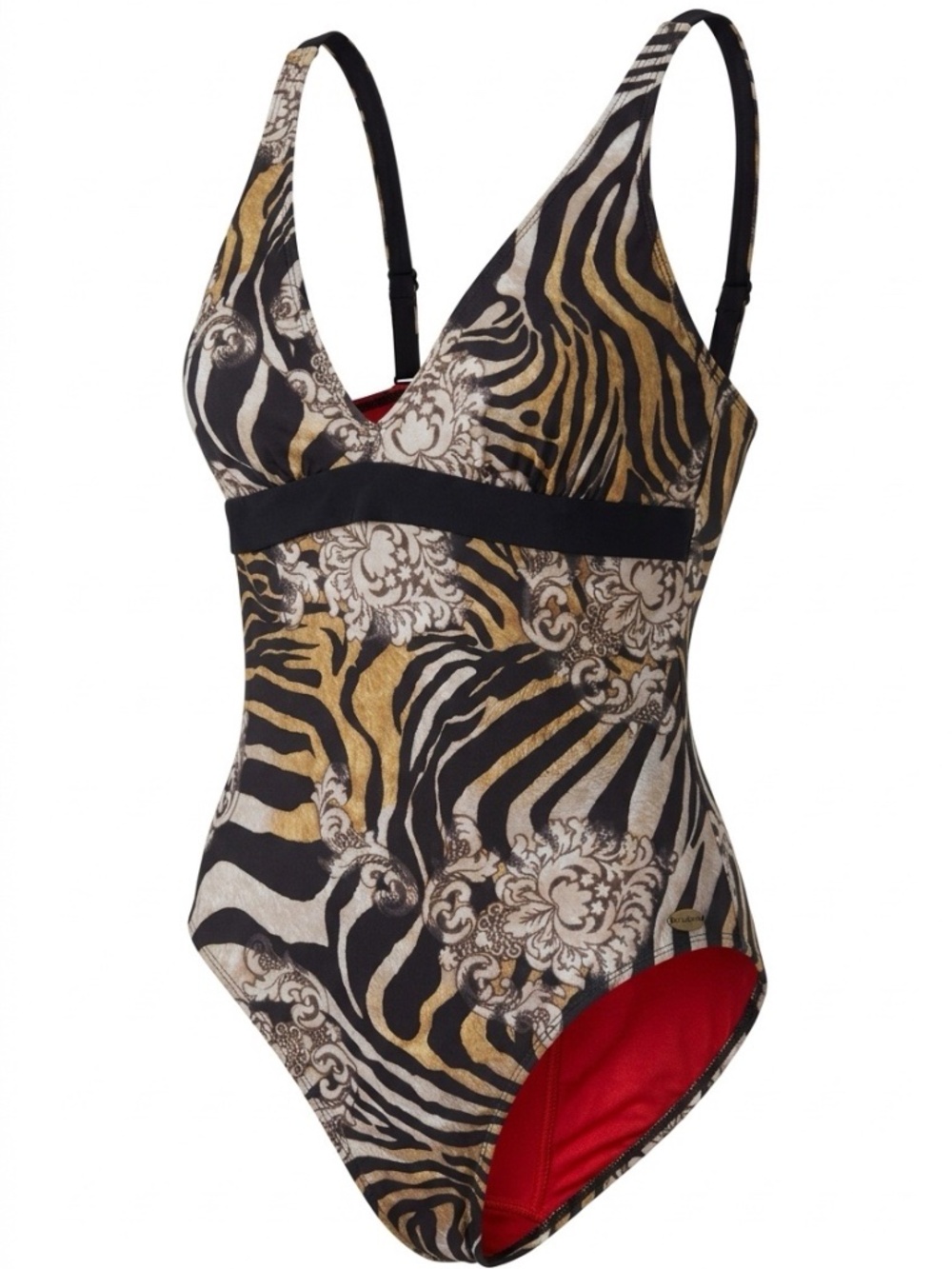 St. John Swim Black and Gold Animal-Print One piece bathing suit - size 10